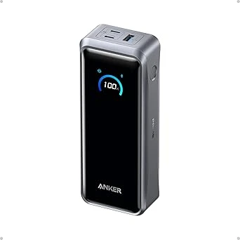 Anker 26250mAh gray power bank with USB Type A and C ports