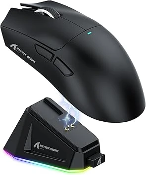 Attack Shark X11 black gaming mouse with magnetic charging base from Amazon Saudi Arabia