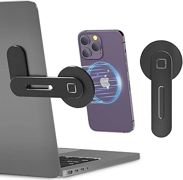 CloudValley black magnetic side-mount laptop phone holder compatible with iPhone MagSafe