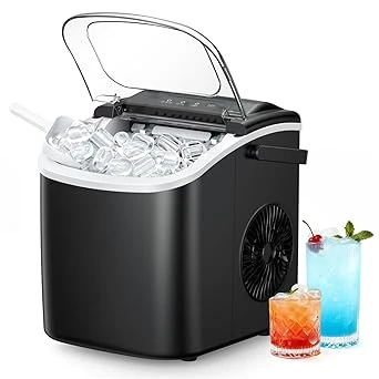 EUHOMY portable countertop ice maker with transparent window and handle