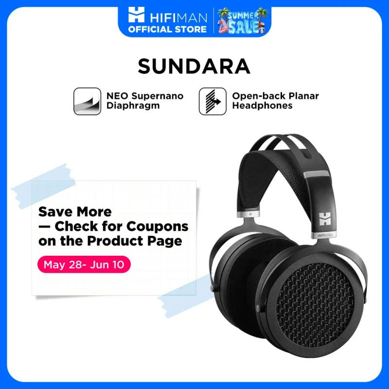 HIFIMAN SUNDARA over-ear planar magnetic headphones in black with metal casing