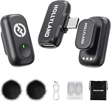 Hollyland Lark A1 Duo small wireless microphone in black with USB Type-C