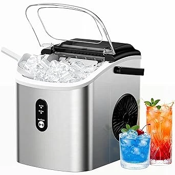 Portable self-cleaning ice maker with handle from Amazon Saudi Arabia