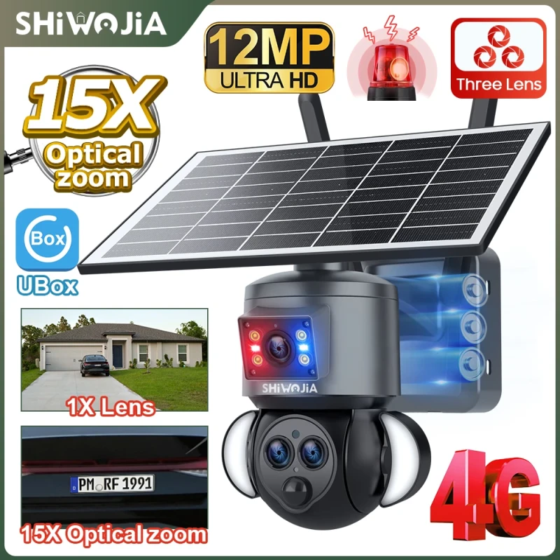 SHIWOJIA 4K solar security camera with dual lens and human tracking